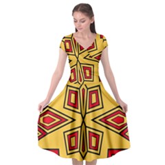 Abstract Pattern Geometric Backgrounds Cap Sleeve Wrap Front Dress by Eskimos