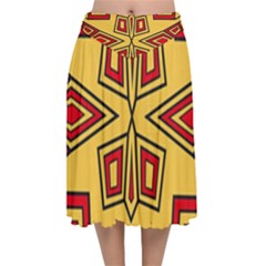 Abstract Pattern Geometric Backgrounds Velvet Flared Midi Skirt