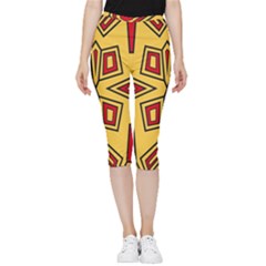 Abstract Pattern Geometric Backgrounds Inside Out Lightweight Velour Capri Leggings  by Eskimos