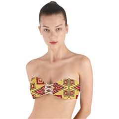 Abstract Pattern Geometric Backgrounds Twist Bandeau Bikini Top by Eskimos