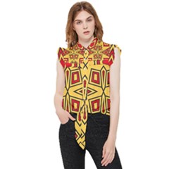 Abstract Pattern Geometric Backgrounds Frill Detail Shirt by Eskimos