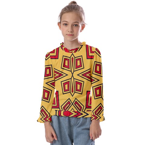 Abstract Pattern Geometric Backgrounds Kids  Frill Detail Tee by Eskimos