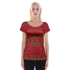 Abstract Pattern Geometric Backgrounds Cap Sleeve Top by Eskimos