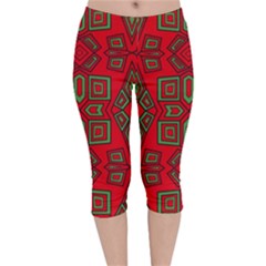 Abstract Pattern Geometric Backgrounds Velvet Capri Leggings  by Eskimos