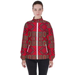 Abstract Pattern Geometric Backgrounds Women s High Neck Windbreaker by Eskimos