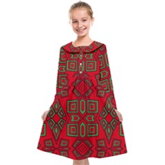 Abstract Pattern Geometric Backgrounds Kids  Midi Sailor Dress by Eskimos