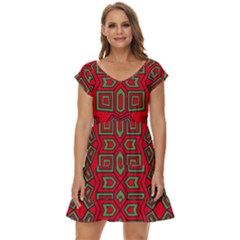 Abstract Pattern Geometric Backgrounds Short Sleeve Tiered Mini Dress by Eskimos