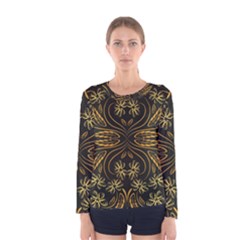 Folk Flowers Print Floral Pattern Ethnic Art Women s Long Sleeve Tee