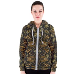 Folk Flowers Print Floral Pattern Ethnic Art Women s Zipper Hoodie