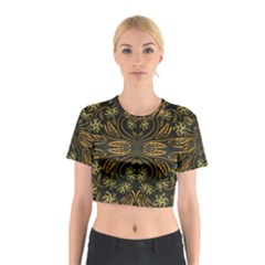 Folk Flowers Print Floral Pattern Ethnic Art Cotton Crop Top by Eskimos