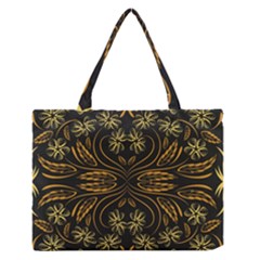 Folk Flowers Print Floral Pattern Ethnic Art Zipper Medium Tote Bag by Eskimos