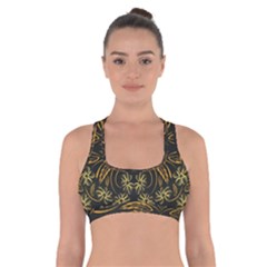 Folk Flowers Print Floral Pattern Ethnic Art Cross Back Sports Bra by Eskimos