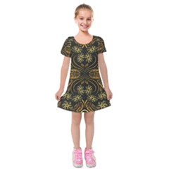 Folk Flowers Print Floral Pattern Ethnic Art Kids  Short Sleeve Velvet Dress