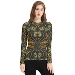 Folk Flowers Print Floral Pattern Ethnic Art Women s Long Sleeve Rash Guard by Eskimos