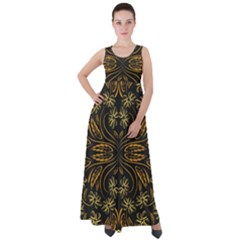 Folk Flowers Print Floral Pattern Ethnic Art Empire Waist Velour Maxi Dress by Eskimos