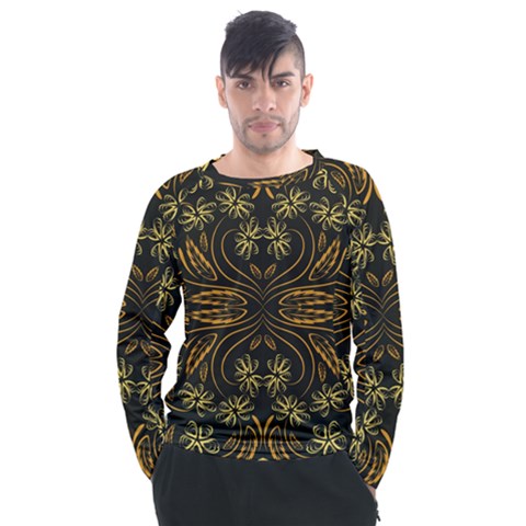 Folk Flowers Print Floral Pattern Ethnic Art Men s Long Sleeve Raglan Tee by Eskimos