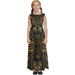 Folk Flowers Print Floral Pattern Ethnic Art Kids  Satin Sleeveless Maxi Dress