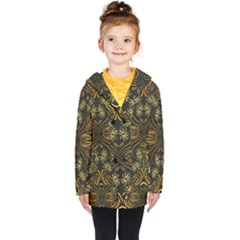 Folk Flowers Print Floral Pattern Ethnic Art Kids  Double Breasted Button Coat by Eskimos