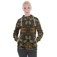 Folk Flowers Print Floral Pattern Ethnic Art Women s Hooded Pullover