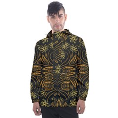 Folk Flowers Print Floral Pattern Ethnic Art Men s Front Pocket Pullover Windbreaker