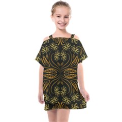 Folk Flowers Print Floral Pattern Ethnic Art Kids  One Piece Chiffon Dress by Eskimos