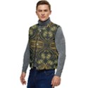 Folk flowers print Floral pattern Ethnic art Men s Short Button Up Puffer Vest	 View3