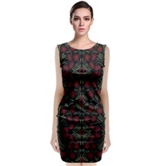 Folk Flowers Print Floral Pattern Ethnic Art Sleeveless Velvet Midi Dress