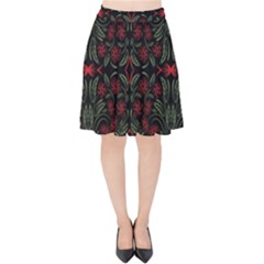 Folk Flowers Print Floral Pattern Ethnic Art Velvet High Waist Skirt by Eskimos