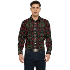 Folk Flowers Print Floral Pattern Ethnic Art Men s Long Sleeve  Shirt by Eskimos