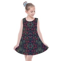 Folk Flowers Print Floral Pattern Ethnic Art Kids  Summer Dress by Eskimos