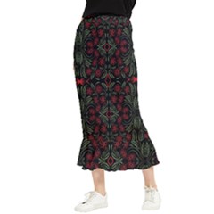 Folk Flowers Print Floral Pattern Ethnic Art Maxi Fishtail Chiffon Skirt by Eskimos