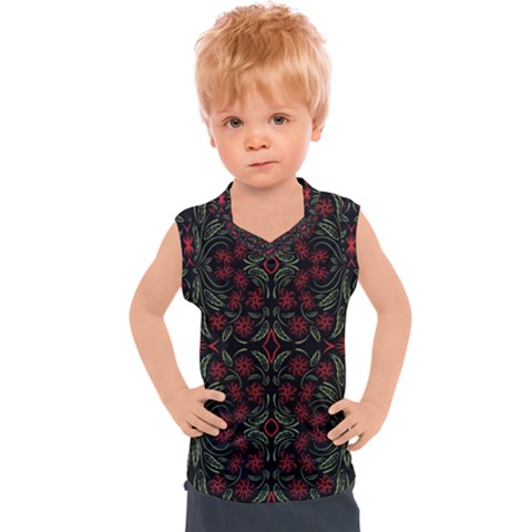 Folk Flowers Print Floral Pattern Ethnic Art Kids  Sport Tank Top by Eskimos