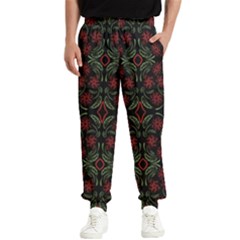 Folk Flowers Print Floral Pattern Ethnic Art Men s Elastic Waist Pants by Eskimos