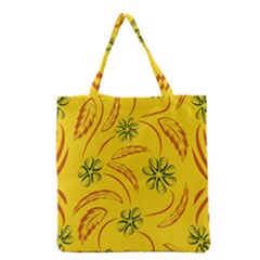 Folk Flowers Print Floral Pattern Ethnic Art Grocery Tote Bag by Eskimos