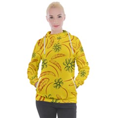 Folk Flowers Print Floral Pattern Ethnic Art Women s Hooded Pullover