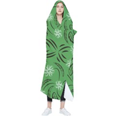 Folk Flowers Print Floral Pattern Ethnic Art Wearable Blanket by Eskimos