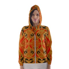 Folk Flowers Print Floral Pattern Ethnic Art Women s Hooded Windbreaker