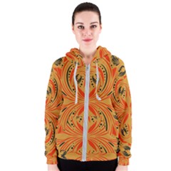 Folk Flowers Print Floral Pattern Ethnic Art Women s Zipper Hoodie