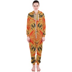 Folk Flowers Print Floral Pattern Ethnic Art Hooded Jumpsuit (ladies)