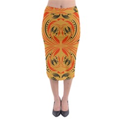 Folk Flowers Print Floral Pattern Ethnic Art Midi Pencil Skirt by Eskimos