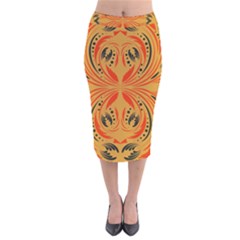 Folk Flowers Print Floral Pattern Ethnic Art Velvet Midi Pencil Skirt by Eskimos