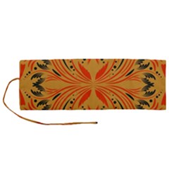 Folk Flowers Print Floral Pattern Ethnic Art Roll Up Canvas Pencil Holder (m) by Eskimos