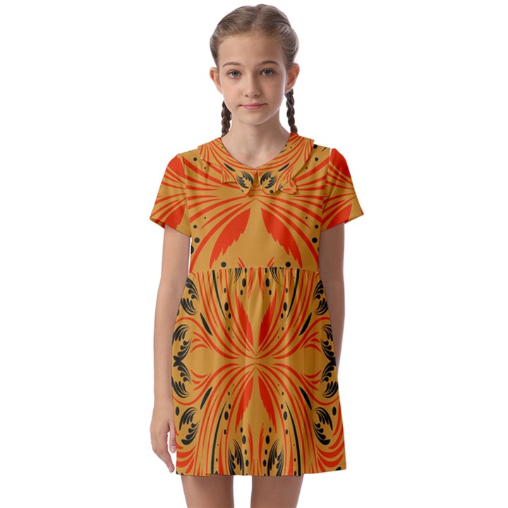 Folk flowers print Floral pattern Ethnic art Kids  Asymmetric Collar Dress