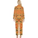 Folk flowers print Floral pattern Ethnic art Womens  Long Sleeve Velvet Pocket Pajamas Set View2