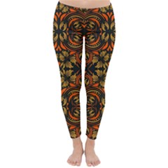 Folk Flowers Print Floral Pattern Ethnic Art Classic Winter Leggings