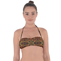 Folk Flowers Print Floral Pattern Ethnic Art Halter Bandeau Bikini Top by Eskimos