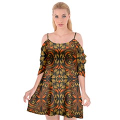 Folk Flowers Print Floral Pattern Ethnic Art Cutout Spaghetti Strap Chiffon Dress by Eskimos