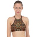 Folk flowers print Floral pattern Ethnic art Racer Front Bikini Top View1