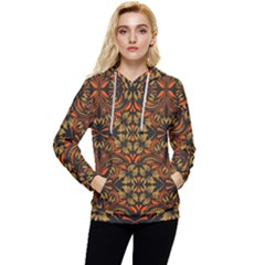 Folk Flowers Print Floral Pattern Ethnic Art Women s Lightweight Drawstring Hoodie