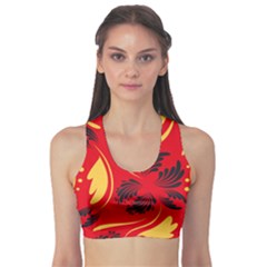 Folk Flowers Print Floral Pattern Ethnic Art Sports Bra by Eskimos